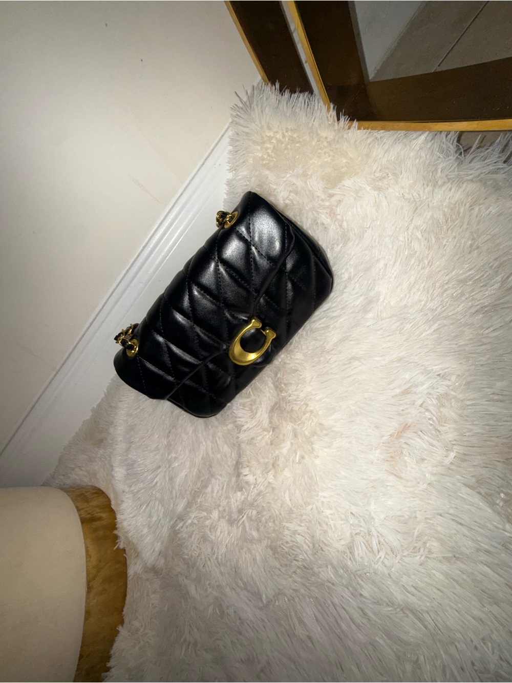 Coach Black Quilted Shoulder Bag with Gold Hardware